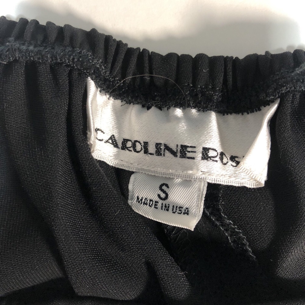 Caroline Rose Women's Black Wide Leg Palazzo Crepe Elastic Waist Pants - Size S - Picture 7 of 10